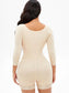 Full Size Zip Up Lace Detail Long Sleeve Shapewear